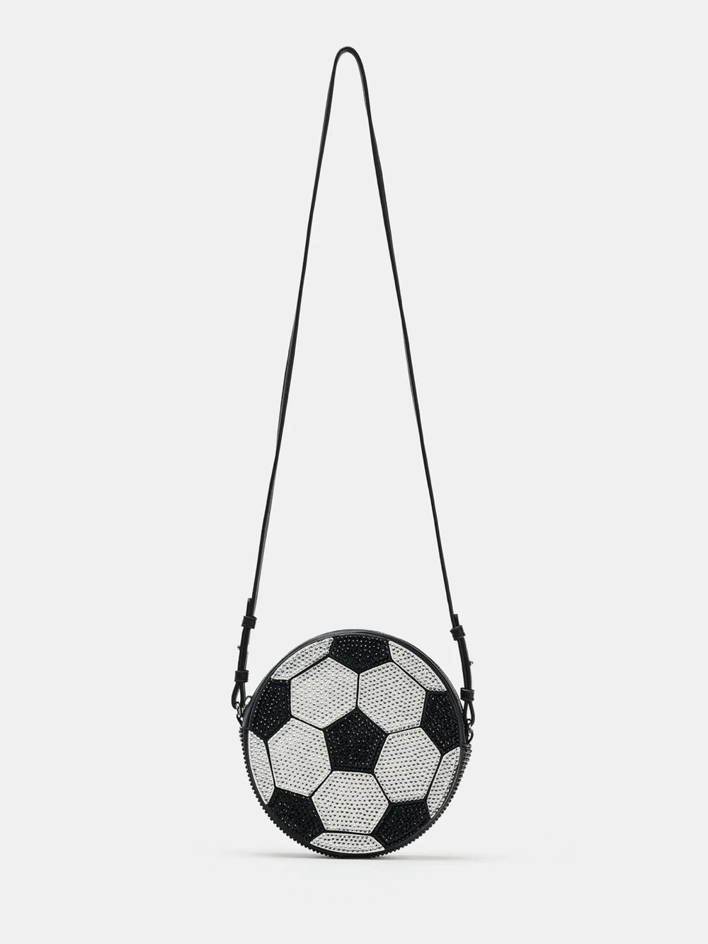 Zara Sparkly Applique Black & White Soccer Ball Crossbody Bag - Picture 1 of 8